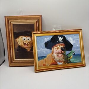 Set Of 2 SpongeBob SquarePants Captain Painty the Pirate Canvas Wall Art Signs